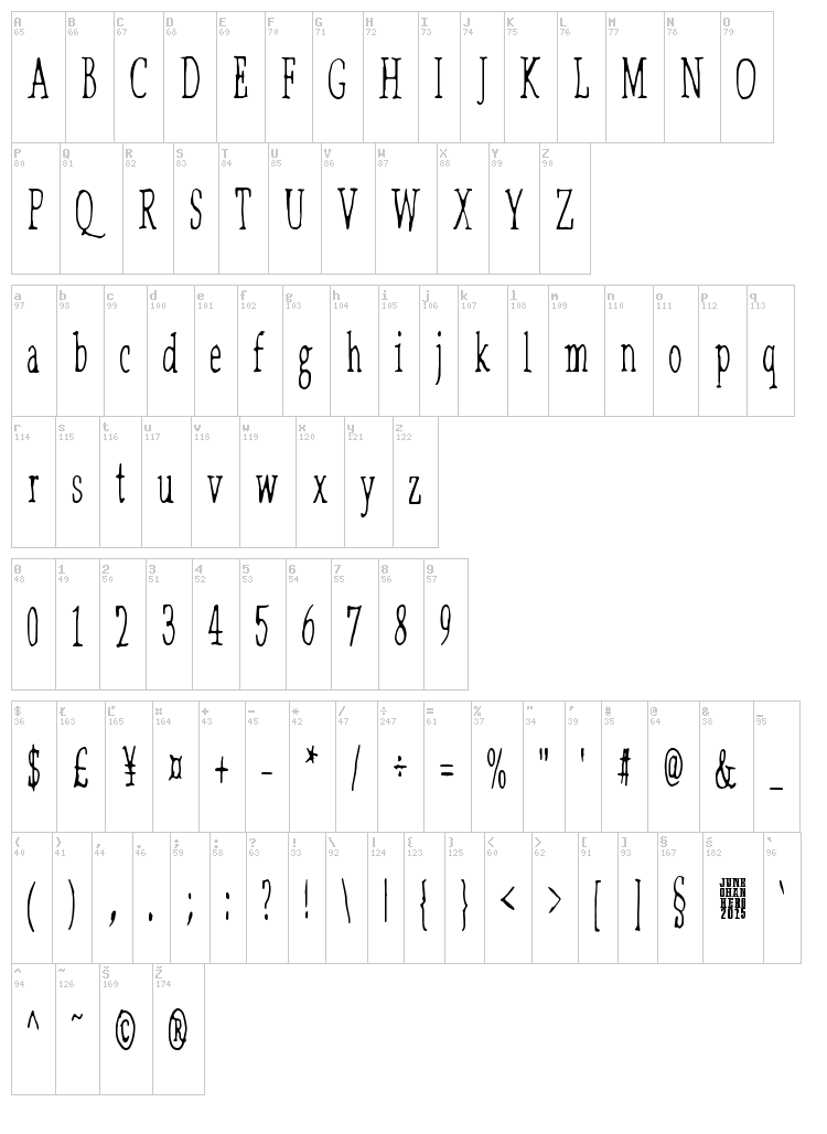 Lilith X font map